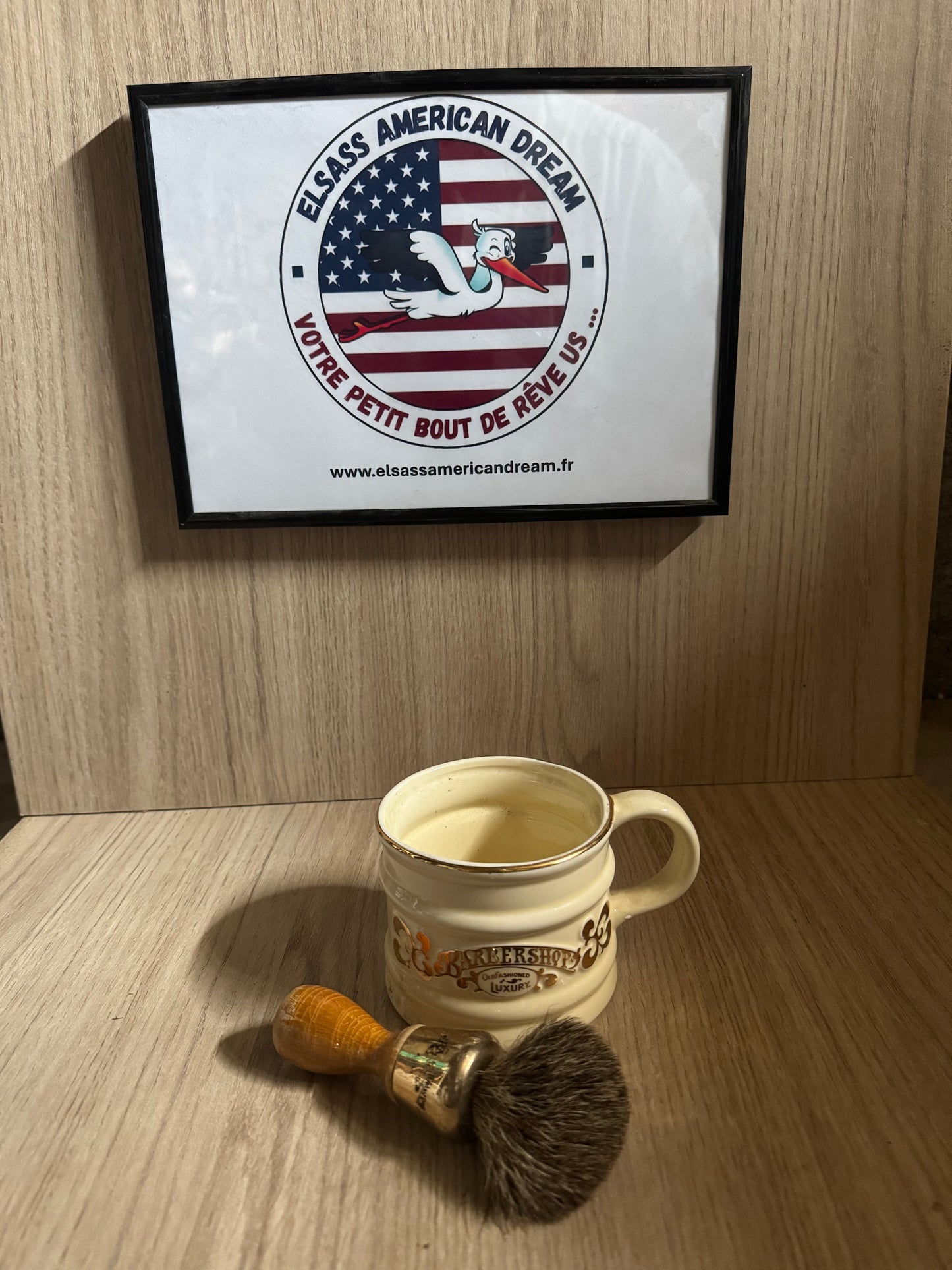 🪒 Set de Rasage Vintage – Mug Williams USA + Blaireau Bois – Style Barbershop Américain