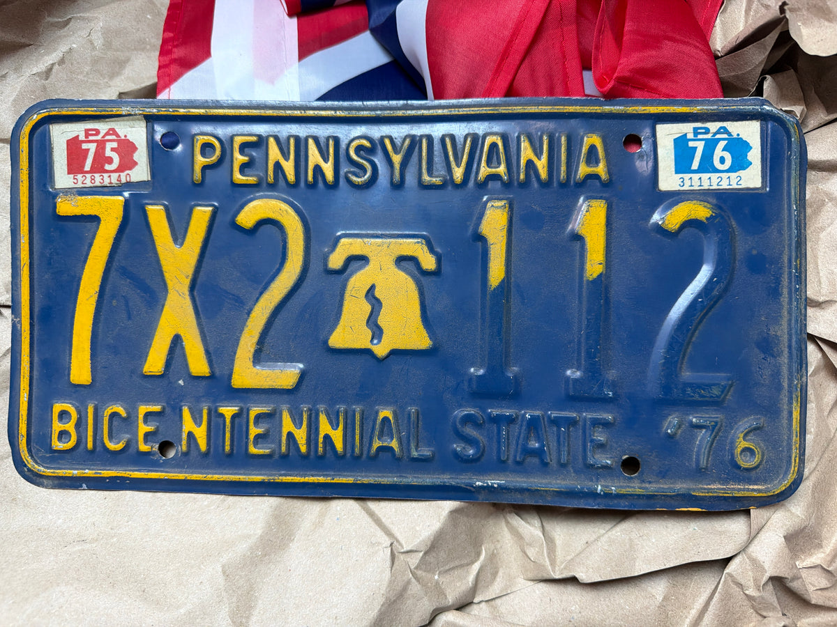 Plaque d'Immatriculation Américaine Vintage - Pennsylvanie "Bicentennial State '76"---7X2-112