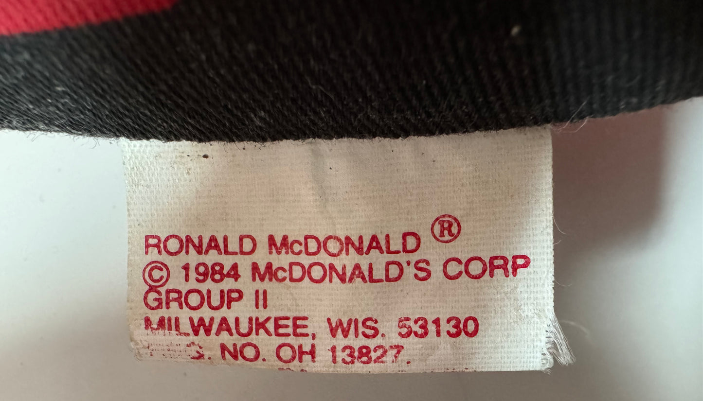 Peluche Vintage Ronald McDonald – McDonald's USA – Années 84 – Collector