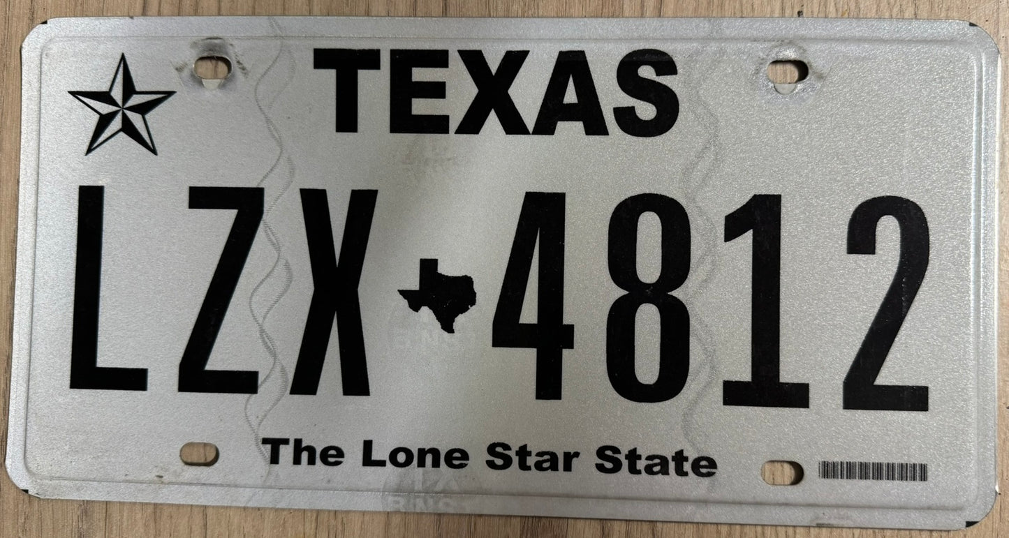 Plaque d'Immatriculation Américaine Texas – Édition "The Lone Star State" (LZX 4812)