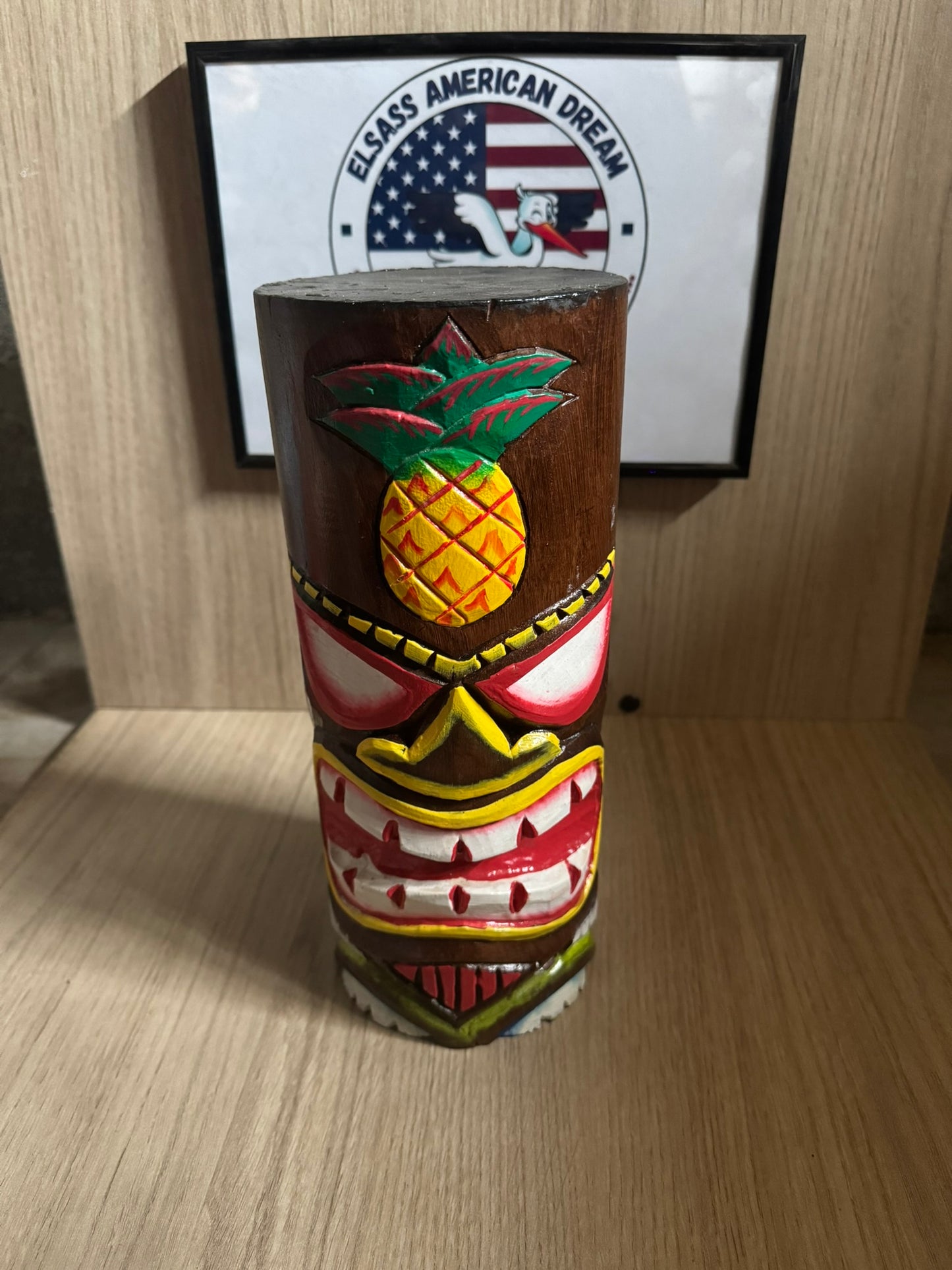 Totem Tiki Sculpté à la Main "Ananas"