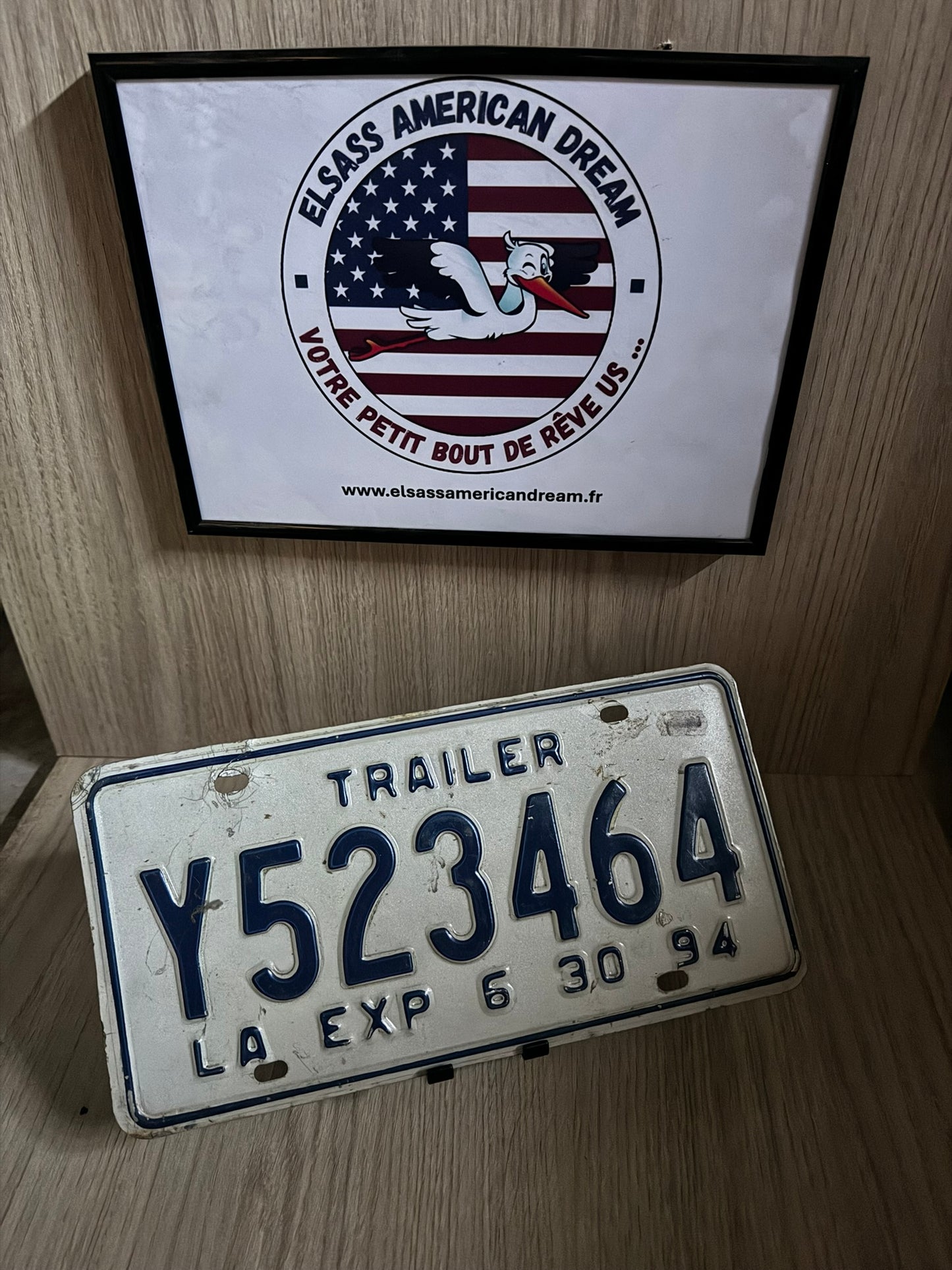 🏷️ Plaque de remorque Louisiane « TRAILER » – Exp. Juin 1994 Y523464