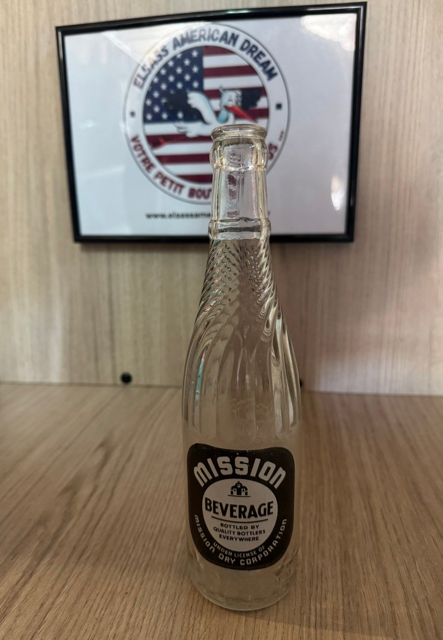 Bouteille de Soda Vide Vintage "Mission Beverage" - Swirl Design - Décoration Rétro