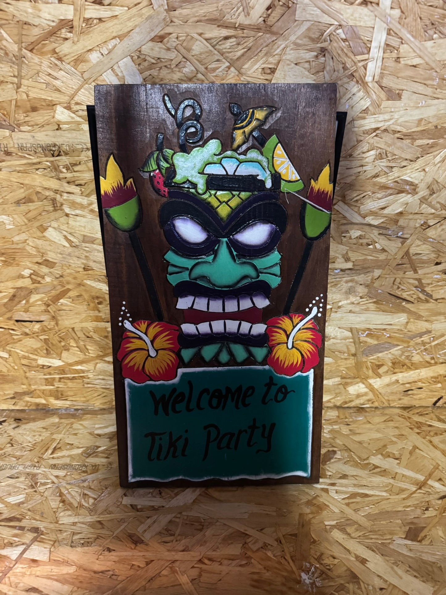 Enseigne Murale "Welcome to Tiki Party" - Décoration Thème Tiki Bar / Tropicale