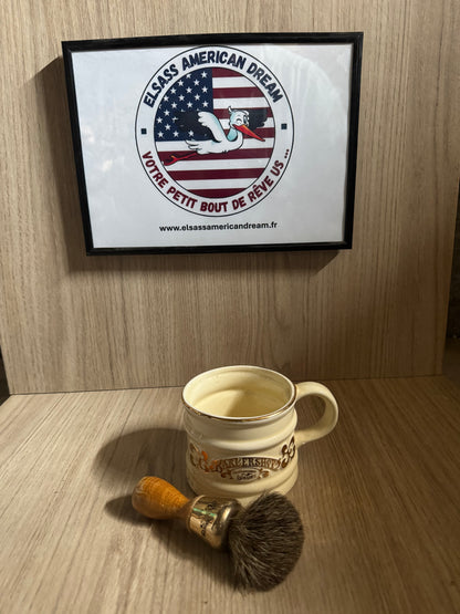 🪒 Set de Rasage Vintage – Mug Williams USA + Blaireau Bois – Style Barbershop Américain