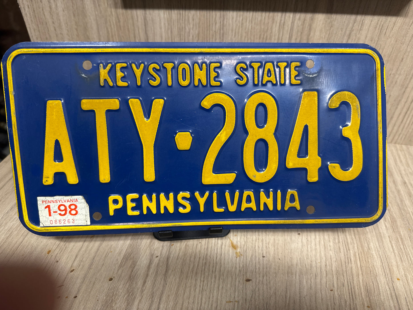 Plaque d’Immatriculation Vintage Pennsylvanie – « Keystone State » Classic Blue amp; Yellow Pennsylvania ATY-2843