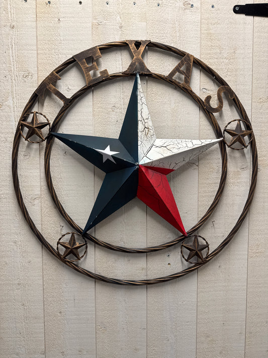 Décoration Murale "Lone Star" du Texas – Style Western Rustique 60 cm de diamètre