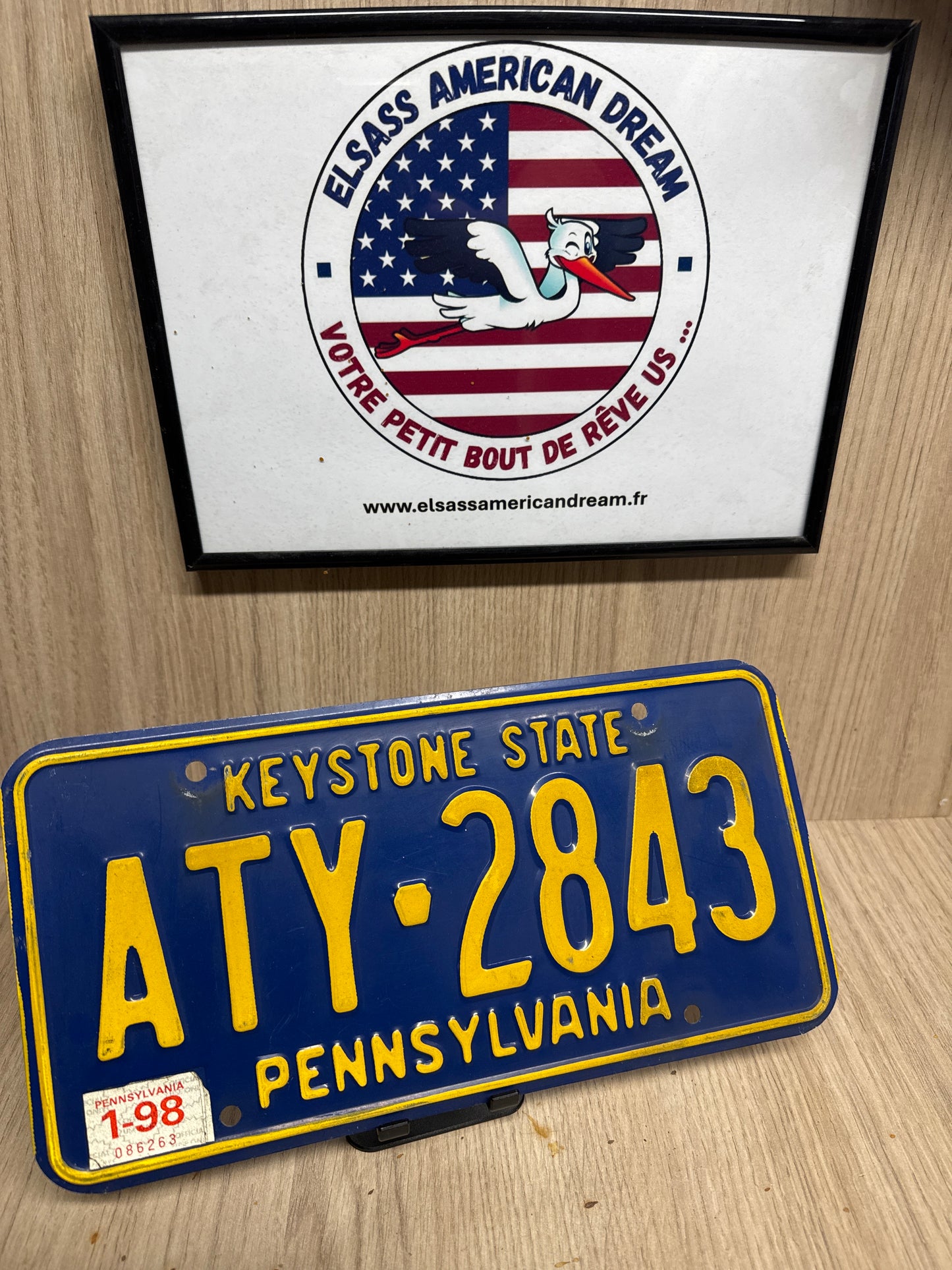 Plaque d’Immatriculation Vintage Pennsylvanie – « Keystone State » Classic Blue amp; Yellow Pennsylvania ATY-2843