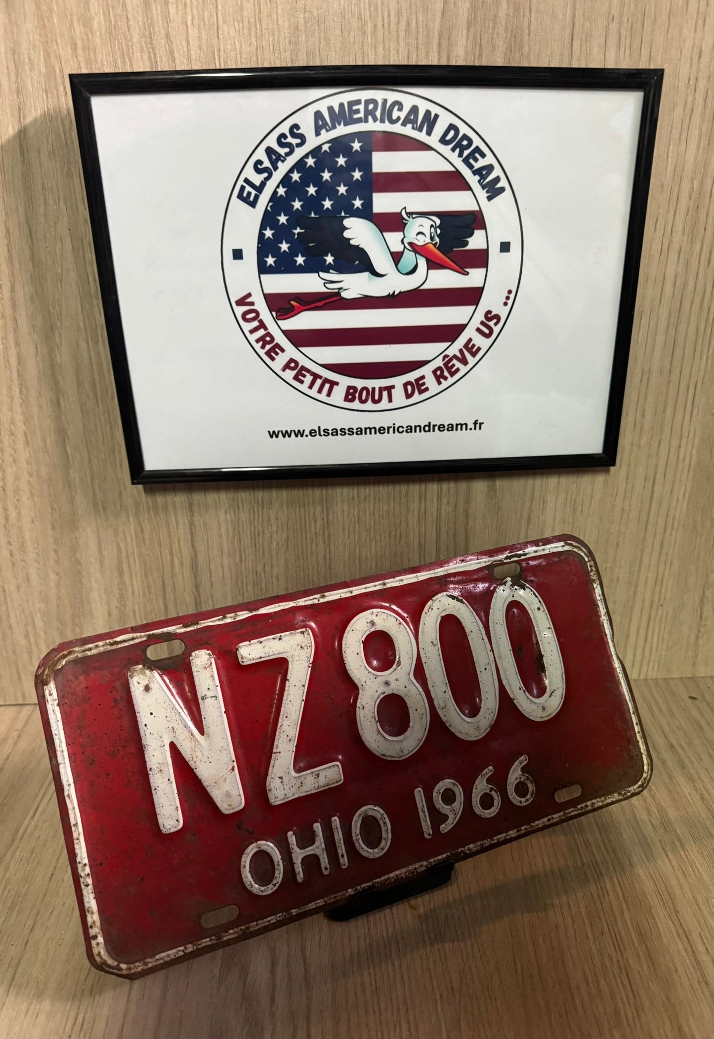 🚘Plaque d’Immatriculation Vintage – Ohio 1966 (NZ 800)