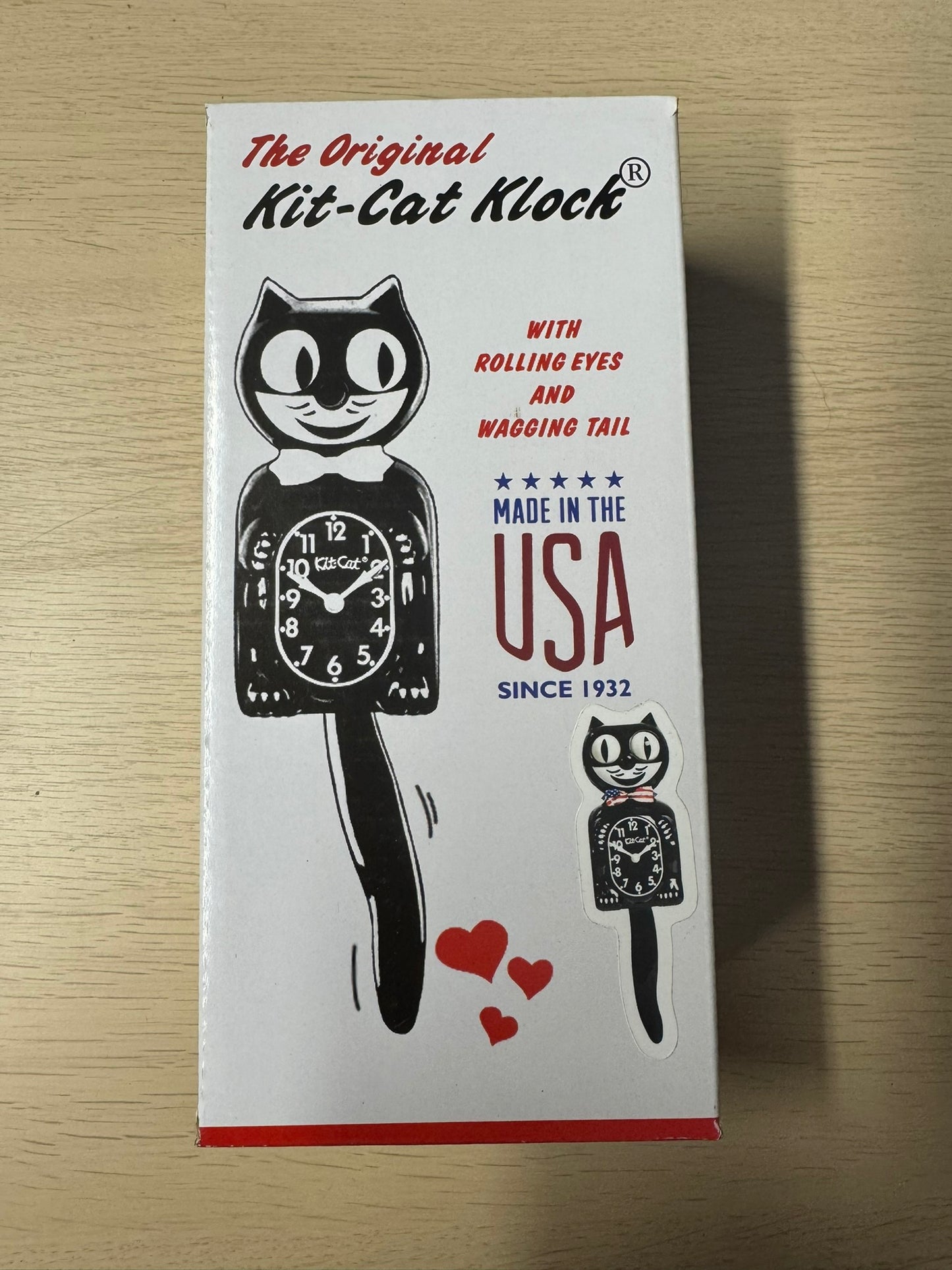 The Original Kit-Cat Klock  – Édition Classic Black & Nœud Papillon Américain 250ans des USA