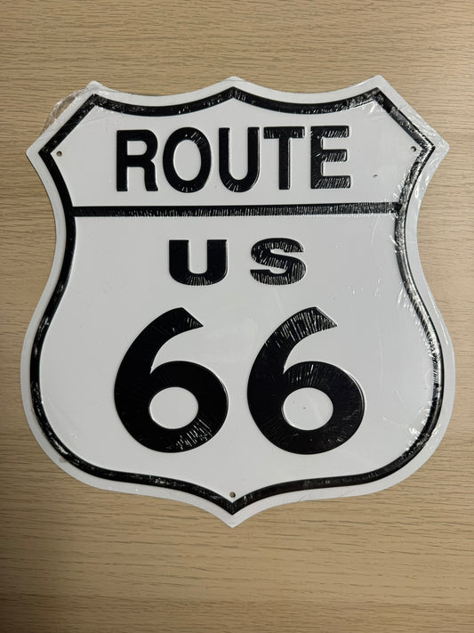 Plaque Métal Embossée Route 66 – Panneau Routier "Mother Road" US Shield
