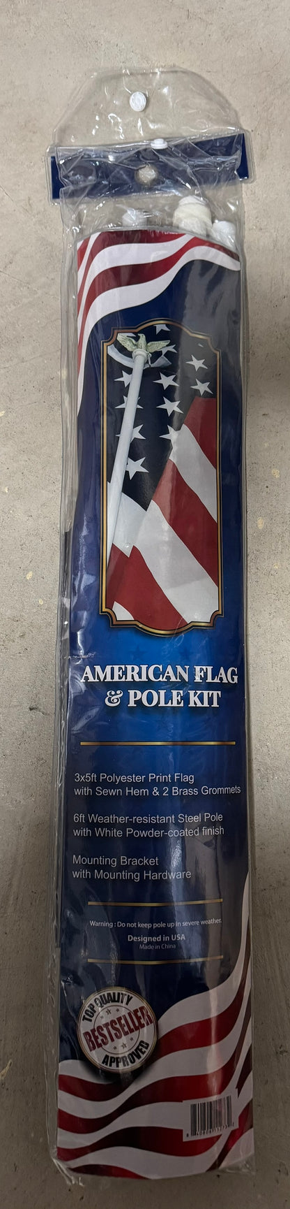 Drapeau Américain Classique "Stars and Stripes" avec mat – Couleurs Éclatantes & Toile et aigle