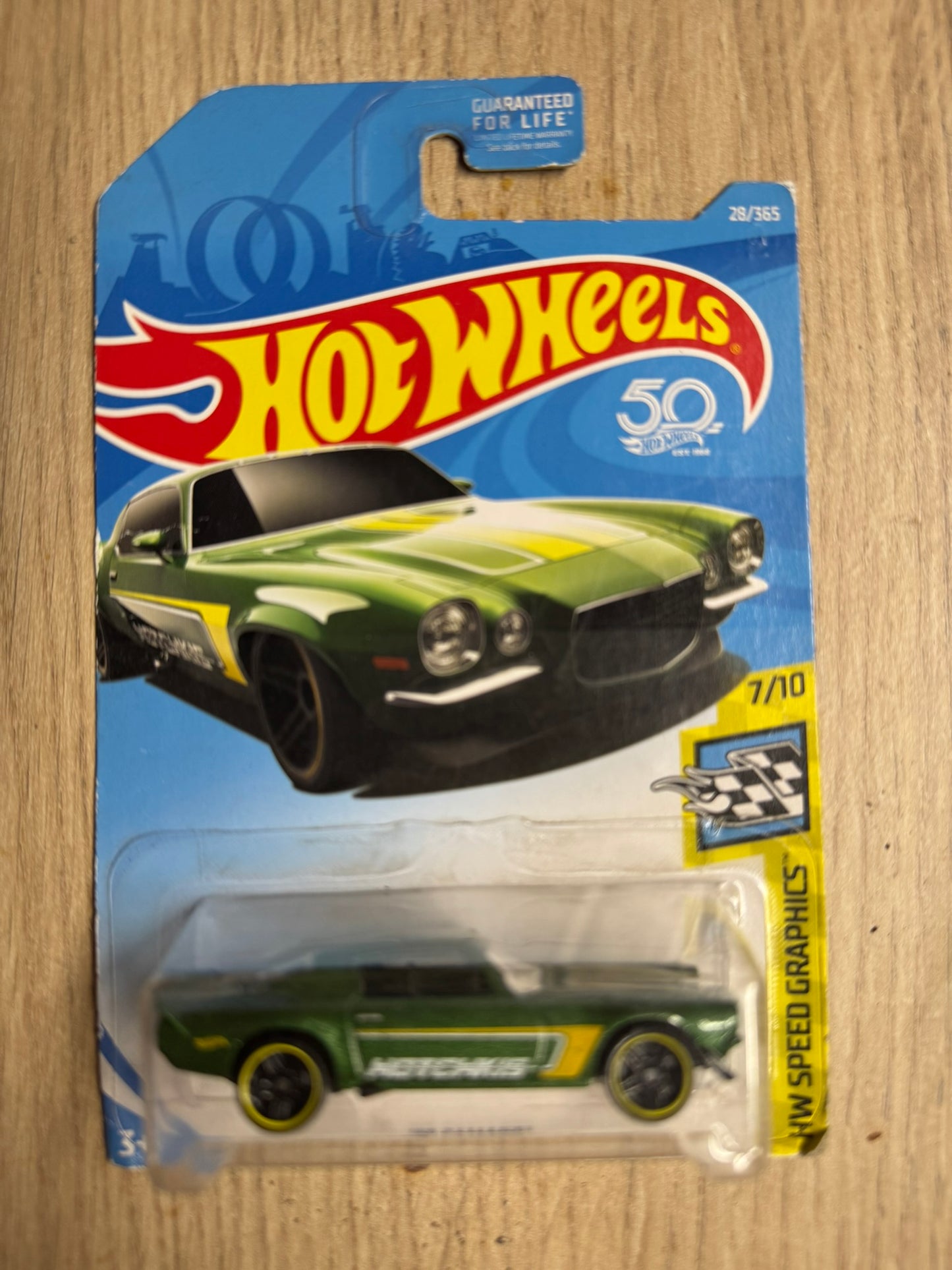 Hot Wheels '70 Chevy Camaro RS – Vert Métallisé / Hotchkis (28/365) – Édition 50ème Anniversaire