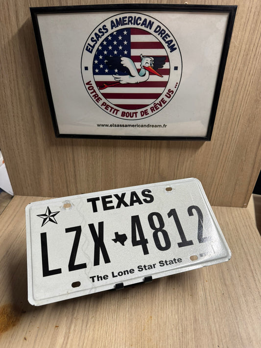Plaque d'Immatriculation Américaine Texas – Édition "The Lone Star State" (LZX 4812)
