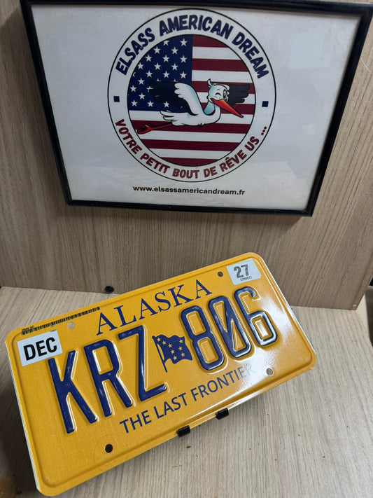 Plaque d'Immatriculation Américaine Alaska – Édition Gold "The Last Frontier" (KRZ 806)