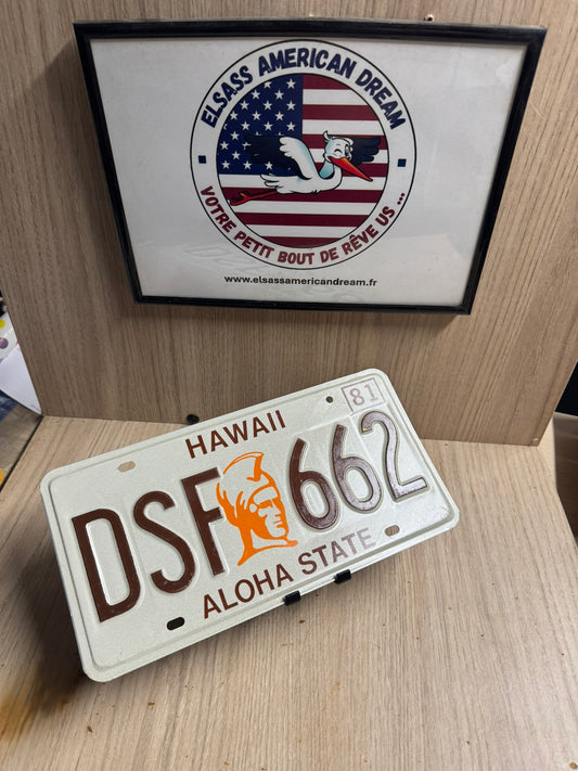 Plaque d'Immatriculation US Ancienne Hawaï – Rare Édition "King Kamehameha" 1981 (DSF 662)