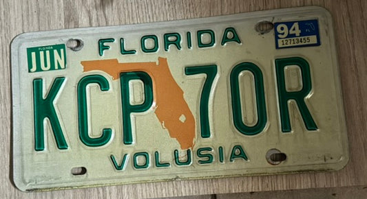 Plaque d’immatriculation Floride – Juin 1994 (Volusia)