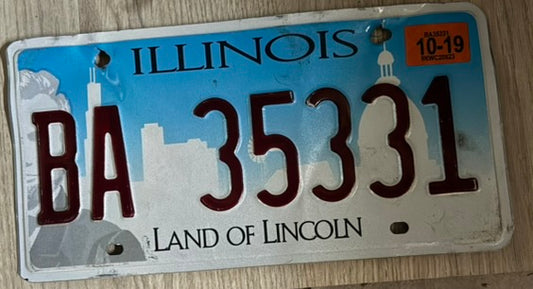 🚙 Plaque d’Immatriculation – Illinois "Land of Lincoln" (BA 35331)