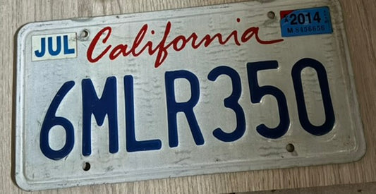 🚘 Plaque d’Immatriculation – Californie "6MLR350" – Série Standard (Juillet 2014)