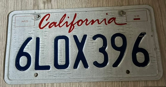 🚘 Plaque d’Immatriculation – Californie "6L0X396" – Série Standard