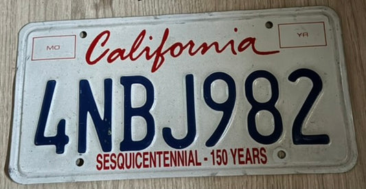 🚘 Plaque d’Immatriculation – Californie "4NBJ982" – Série Standard (sans sticker)