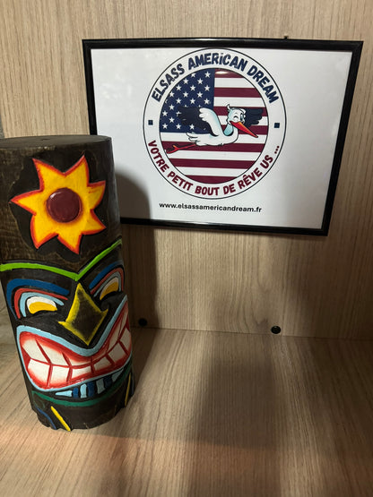 Totem Tiki Sculpté à la Main "Soleil Guerrier"