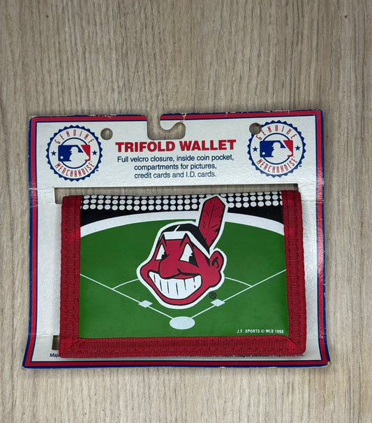 Portefeuille Pliant Vintage MLB Cleveland Indians "Chief Wahoo" (1998) - Produit Officiel