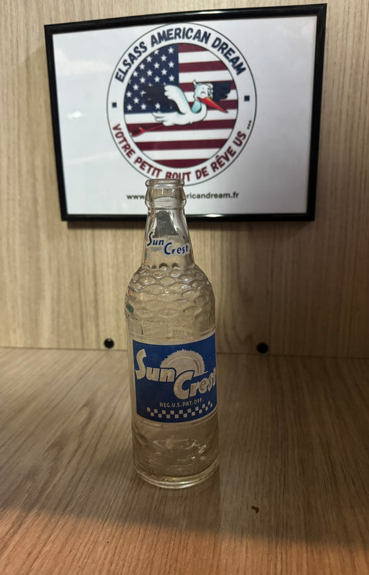 Bouteille de Soda Vide Vintage "Sun Crest" - Motif Texturé - Décoration Rétro