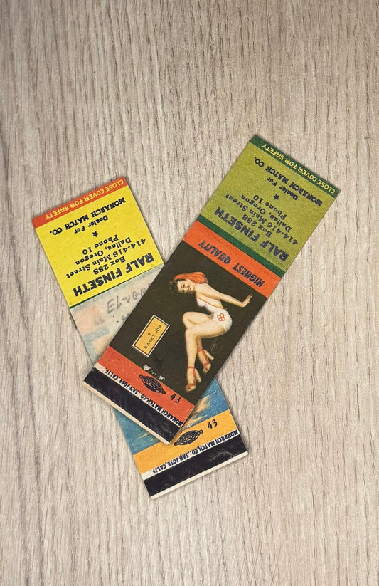 Lot de 5 pochettes d'Allumettes Vintage "Rale Finseth - Highest Quality" - Collection Pin-up Variées