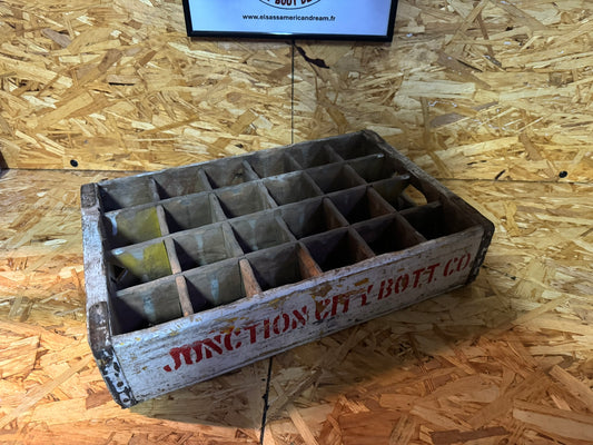 Caisse en Bois Vintage Coca-Cola "Junction City Bottling Co." - 24 Compartiments -